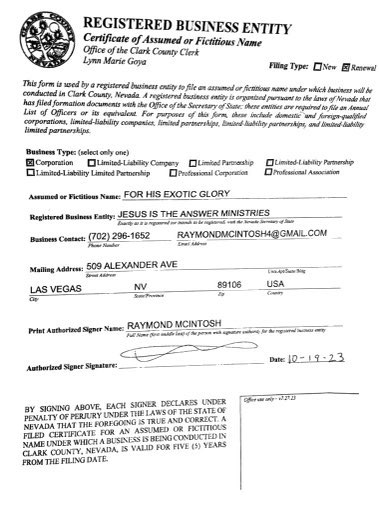 Registered Business Entity